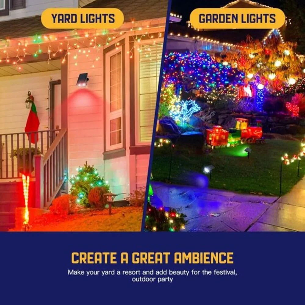 Solar Color Spot‎ Lights Outdoor 9 Lighting Modes Halloween Christmas 38 LED